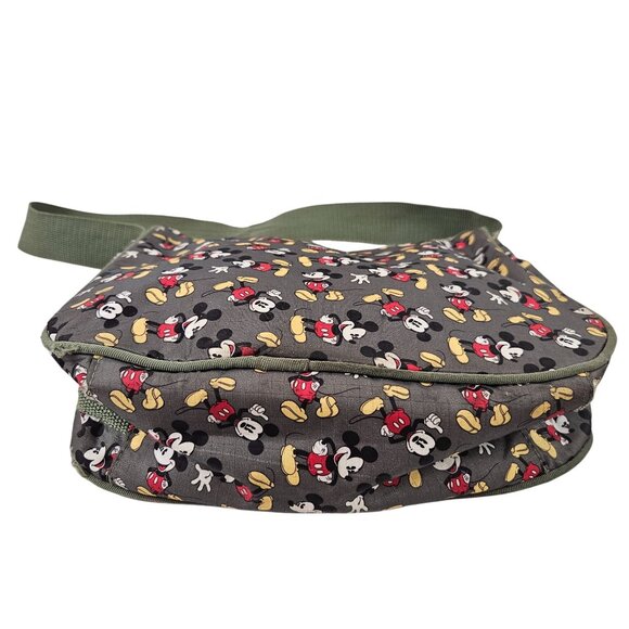 Disney Mickey Mouse Womens Shoulder Bag Green Canvas Strap Zip Closure - Picture 5 of 8